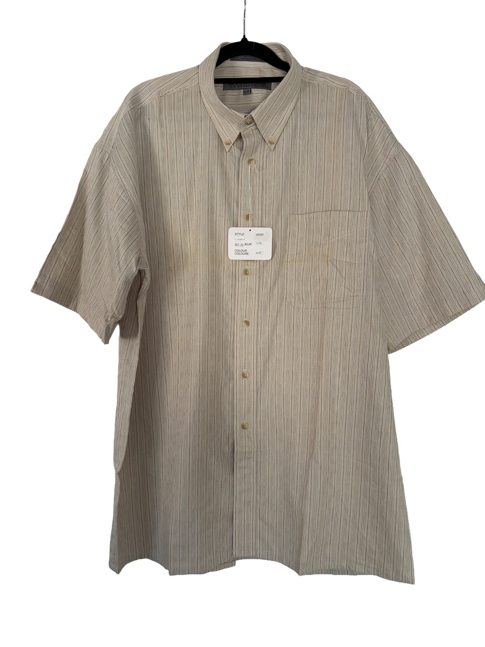 NWT Leo Chevalier Design Striped Short Sleeve Shirt L/G Cotton